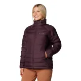 Campera puffer de mujer Columbia, modelo Powder Lite II, con tecnología termorreflectante Omni-Heat y tratamiento repelente Omni-Shield. Presenta cierre frontal completo, cuello alto con protección de barbilla, bolsillos laterales con cierre y dobladillo ajustable con cordón.