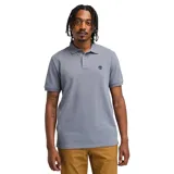 Chomba gris de piqué de algodón, corte clásico, cuello con botones y logo bordado en el pecho.