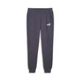 Pantalón de jogging gris oscuro con puños ajustados, bolsillos laterales y logo de Puma estampado en blanco en el muslo izquierdo.