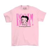 Remera rosa de algodón con diseño estampado de Betty Boop y el texto "BOOP! Old Fashioned Hearthbreaker" en el frente.