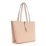 Bolso tote Guess Gianessa Grande color rosa pálido, con textura granulada y logo metálico dorado.