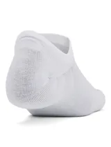 Pack de seis pares de medias tobilleras Under Armour de color blanco, ultradelgadas y ligeras, con paneles de malla transpirable y soporte para el arco del pie.