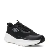 Championes de running Umbro Dynamen para hombre, color negro con entresuela blanca y el logo de la marca en el lateral.