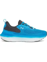 Championes de running Under Armour Infinite Elite 2, color azul vibrante con detalles en gris oscuro y suela blanca. Presentan parte superior de malla técnica transpirable, amortiguación UA HOVR+ de longitud completa para retorno de energía y diseño de talón estabilizador.