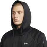 Campera con capucha y cierre completo Nike Therma-FIT para hombre, color negro con logo blanco bordado en el pecho. Fabricada con tejido suave en capas y al menos un 75 % de fibras de poliéster recicladas.