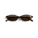 Lentes de sol con armazón ovalado de estilo retro en color negro y cristales oscuros polarizados con protección UV400.