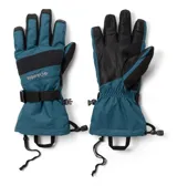 Guantes de esquí y nieve Columbia, confeccionados con tecnología impermeable Omni-Tech y forro termorreflectante Omni-Heat. Presentan palma de cuero de cabra resistente a la intemperie, ajuste en la muñeca con correa, puños ajustables con cordón elástico y compatibilidad con pantallas táctiles.
