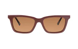 Lentes de sol Donna con montura rectangular de acetato color marrón y lentes marrones.