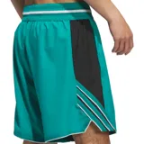Shorts de básquet Adidas Crazy Lite color turquesa con paneles laterales negros, cintura elástica con cordón y logo de Adidas Basketball en la pierna derecha.