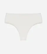 Bombacha de bikini Bossa Nossa de tiro alto con diseño hot pants y corte cavado, confeccionada en microfibra con doble forro y detalle de medalla metálica.