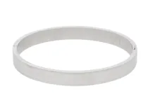 Esclava rígida de acero plateado con dos líneas horizontales grabadas.