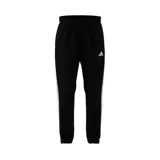 Pantalón deportivo Adidas Essentials 3 Tiras, color negro con rayas blancas a los costados. Cuenta con cintura elástica con cordón ajustable, bolsillos frontales y puños elásticos.
