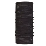Bufanda tubular multifuncional Buff modelo Dryflx, color negro con detalles reflectantes. Diseño sin costuras, elástico y de secado rápido.
