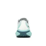 Championes de trail running Merrell Morphlite, diseñados para transitar entre asfalto y senderos. Presentan un diseño en tonos celestes y blancos con detalles en verde lima, entresuela de espuma FloatPro para mayor amortiguación y suela de goma con tracción perimetral.