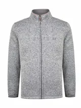 Polar de hombre con cierre frontal completo y cuello alto, confeccionado en tejido exterior jaspeado tipo sweater e interior de micropolar, con detalle de logo bordado en el pecho.