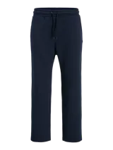 Pantalón de buzo azul marino de corte recto, con cintura elástica y bolsillos laterales.