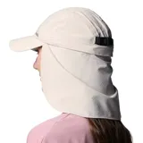 Gorro tipo legionnaire de la marca Columbia, color gris claro, con visera rígida y solapa protectora para el cuello. Cuenta con tecnología de enfriamiento y protección solar, además de un cierre ajustable en la parte posterior.