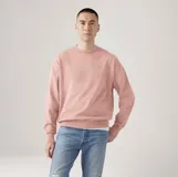 Buzo sin capucha Levi's Authentic Crew color rosa, de cuello redondo, mangas largas y diseño holgado con el logo de la marca bordado en el pecho.