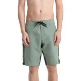 Short de baño Volcom modelo Abg React Mod de 20 pulgadas, color verde militar con paneles laterales oscuros y cordón ajustable negro en la cintura.