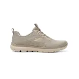 Championes Skechers Summits Fresh Vision de color beige, con capellada de malla técnica transpirable, cordones elásticos fijos y suela flexible. Incorporan el logo de la marca en el lateral.