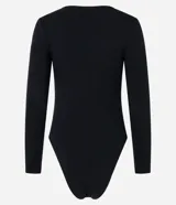 Body de manga larga marca Blue Steel, confeccionado en poliamida seamless con escote cuadrado y cierre en la entrepierna.