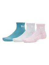 Medias deportivas de corte quarter, color rosado, con logo de la marca bordado en el tobillo. Confeccionadas en tejido de mezcla de algodón con paneles de malla para mayor transpirabilidad, amortiguación en la planta del pie y banda de soporte en el arco.