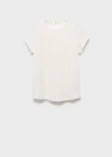 Camiseta de algodón de corte recto, con cuello redondo y mangas cortas con dobladillo.