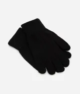 Guantes de tricot color negro con puño elástico acanalado y textura tejida.
