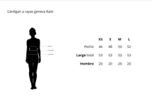 Cárdigan de punto suave con escote en V, cierre con botones y diseño a rayas horizontales multicolores.