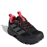 Championes de trail running Adidas Terrex Rockadia W para mujer, de color negro con detalles en rosado y gris, con suela dentada para mayor tracción.