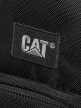 Bolso tipo sling bag de la marca Cat, color azul con estampado geométrico sutil. Cuenta con un compartimento principal con cierre, bolsillo frontal con cremallera, bolsillos laterales de red y correa ajustable para llevar al hombro.
