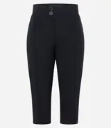 Pantalón capri de corte ajustado, confeccionado en bengalina, con diseño básico y liso.
