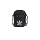 Bolso bandolera Adidas Adicolor Classic Festival, color negro con logo blanco estampado en el frente. Cuenta con dos compartimentos con cierre y correa regulable con diseño de rayas.