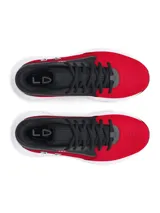 Championes de básquetbol Under Armour Lockdown 7, con diseño bicolor en rojo y negro. Presentan una parte superior de malla transpirable con refuerzos de cuero, entresuela de EVA para mayor amortiguación y suela de caucho con patrón de tracción en espiga para un mejor agarre en la cancha.