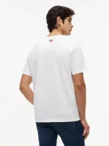 Remera de cuello redondo confeccionada en puro algodón, con corte regular. Presenta un estampado gráfico en el pecho con la colaboración entre Tommy Hilfiger y el equipo de Fórmula 1 de Cadillac.