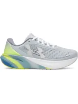 Championes de running Under Armour W Velociti Pace, color gris claro con detalles en verde lima y suela con amortiguación UA HOVR.