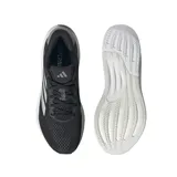 Championes de running Adidas Supernova Stride 2, color negro con detalles plateados y suela blanca.