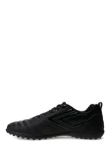 Zapatillas de fútbol 5 Umbro Vision TF, color negro con detalles en turquesa, diseñadas para césped sintético.