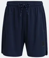 Bermuda deportiva Get Over de color azul marino, con cintura elástica ajustable mediante lazo y dos bolsillos laterales con cierre de cremallera.