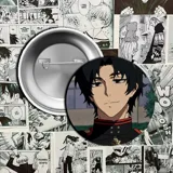 Pin metálico con imagen de los personajes Yuichiro Hyakuya y Mikaela Hyakuya de la serie Owari No Seraph.