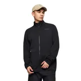 Chaqueta técnica Merrell de polar con textura de rejilla, color negro, con cierre frontal completo, cuello alto y bolsillos delanteros.