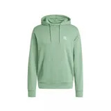 Canguro verde claro de Adidas con capucha, cordones ajustables, bolsillo tipo canguro y logo del trifolio bordado en blanco en el pecho.