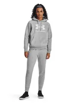 Buzo con capucha Under Armour, confeccionado en tejido polar de mezcla de algodón con interior cepillado. Presenta un diseño de corte clásico con bolsillo tipo canguro frontal, puños y bajo acanalados, y el logo de la marca estampado en el pecho.