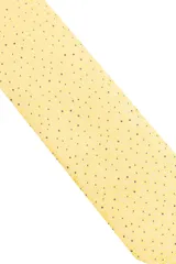Conjunto de corbata estrecha de 5 cm de ancho y pañuelo a juego de microfibra color azul con estampado de lunares blancos.