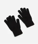 Guantes de tricot con textura acanalada en el puño, confeccionados en tejido suave y elástico.