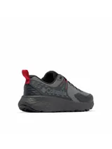 Championes de trekking Columbia modelo Konos Trs Omni-Max, color gris con detalles en negro y rojo, confeccionados con empeine de malla técnica y suela con tecnología Adapt Trax.