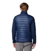 Chaqueta híbrida Columbia con panel frontal acolchado y mangas de tejido softshell liso. Cuenta con cierre frontal completo, cuello alto y bolsillos laterales con cierre. Diseño técnico con tecnología Omni-Shield repelente al agua y aislamiento térmico sintético.