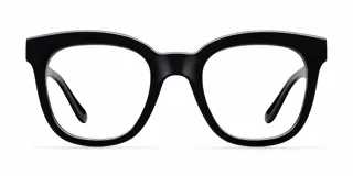 Lentes con armazón cuadrado de color negro y cristales transparentes con tecnología de bloqueo de luz azul.