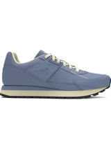 Championes Under Armour de estilo retro, color azul con detalles en beige. Confeccionados con parte superior de nailon y revestimientos de gamuza, cuentan con plantilla de espuma de lujo y entresuela de EVA para mayor amortiguación.