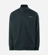 Buzo deportivo Get Over de color verde oscuro, confeccionado en tejido de algodón y poliéster. Presenta cuello alto, cierre frontal completo con cremallera, mangas largas con puños ajustados y bolsillos laterales. Incluye un pequeño lettering bordado en el pecho.
